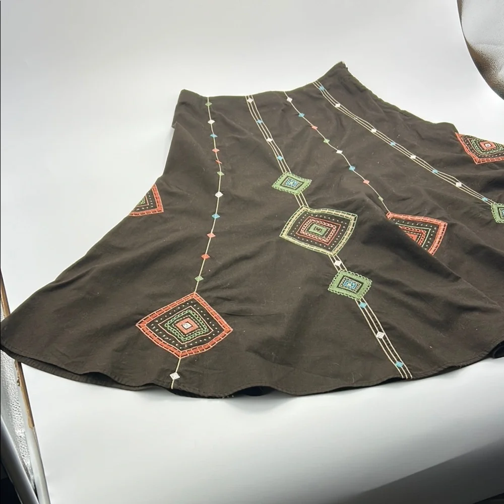 Sunny Leigh A-Line Embroidered Skirt  4 Cottagecore Cotton Zip Up Festival wear